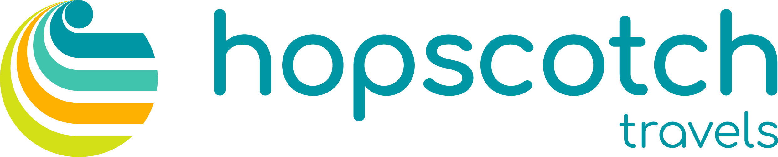 The Hopscotch Travels logo, featuring a modern and sleek design, representing the travel company that specializes in customized tours and travel experiences.