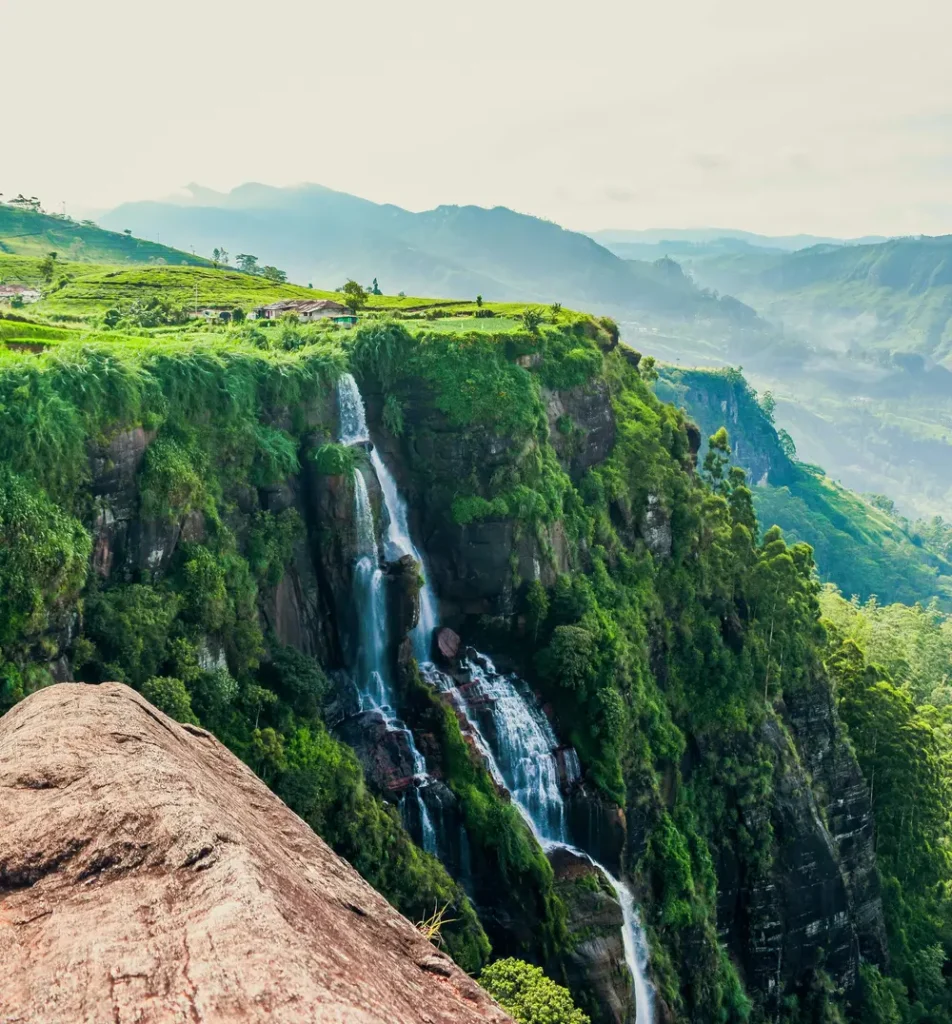 Gerandi Ella Waterfall in Sri Lanka, cascading through lush greenery