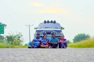 Coastal road ride with 4 wheel drive ust four friends, one double cab, and endless ocean views.