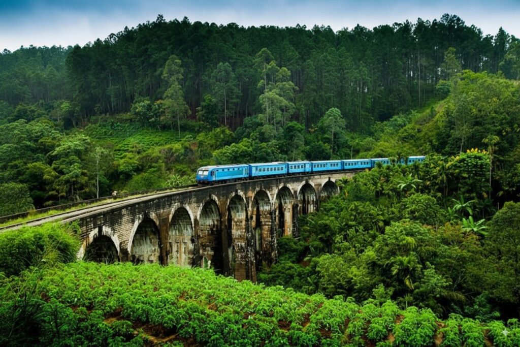 Ella odyssey train on nine arch bridge