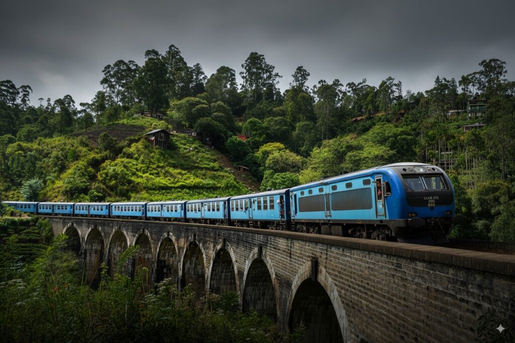 Ella odyssey train on nine arch bridge
